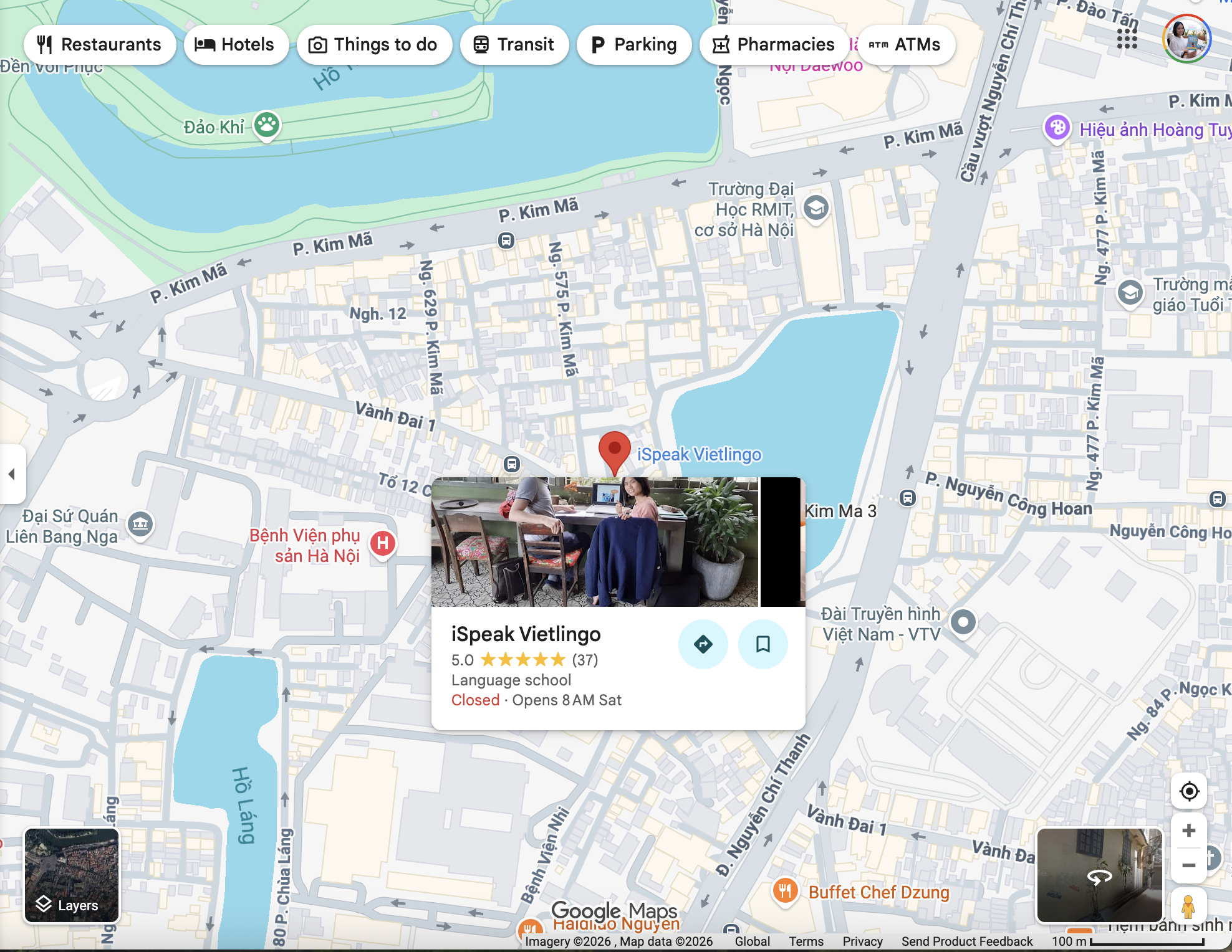 iSpeak Vietlingo location near Kim Ma Ba Dinh Hanoi